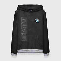 Толстовка-худи женская BMW LOGO AND INSCRIPTION, цвет: 3D-меланж