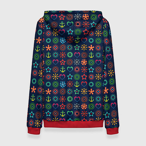 Женская толстовка Морской разноцветный узор / 3D-Красный – фото 2
