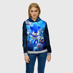 Толстовка-худи женская SONIC СИНИЙ ЁЖ Z, цвет: 3D-меланж — фото 2