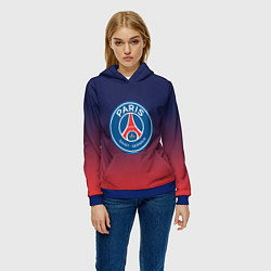 Толстовка-худи женская PSG ПСЖ PARIS SAINT GERMAIN, цвет: 3D-синий — фото 2