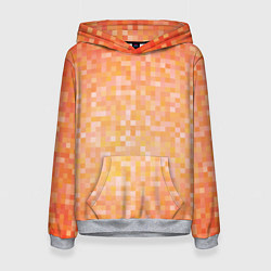 Толстовка-худи женская Оранжевая пиксель абстракция, цвет: 3D-меланж