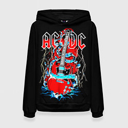 Толстовка-худи женская ACDC гитара, цвет: 3D-черный