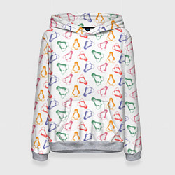 Толстовка-худи женская Linux Ядро Пингвин, цвет: 3D-меланж