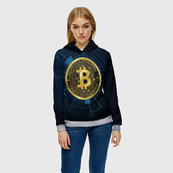 Толстовка-худи женская BITCOIN ВАЛЮТА, цвет: 3D-меланж — фото 2
