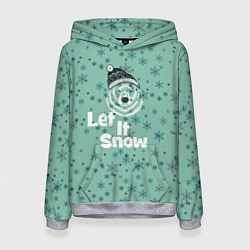 Толстовка-худи женская Зима снежинки, цвет: 3D-меланж