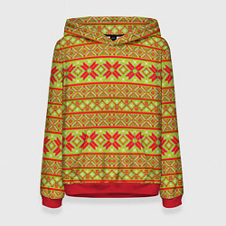 Толстовка-худи женская Вязаный рисунок, цвет: 3D-красный
