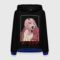 Толстовка-худи женская Зеро ту ahegao франкс, цвет: 3D-синий