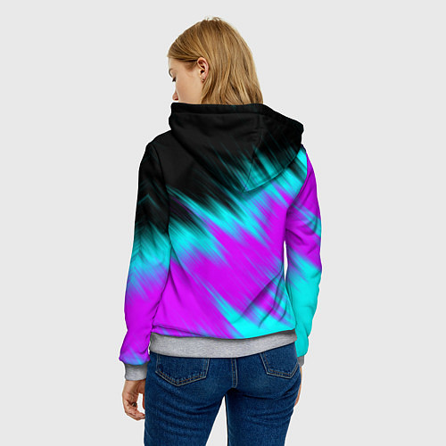 Женская толстовка НЕОНОВЫЕ ПОЛОСЫ И НИЧЕГО ЛИШНЕГО NEON STRIPES / 3D-Меланж – фото 4