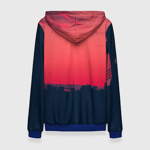 Женская толстовка ГРОТ ЛОГО НА ФОНЕ ЗАКАТА / 3D-Синий – фото 2