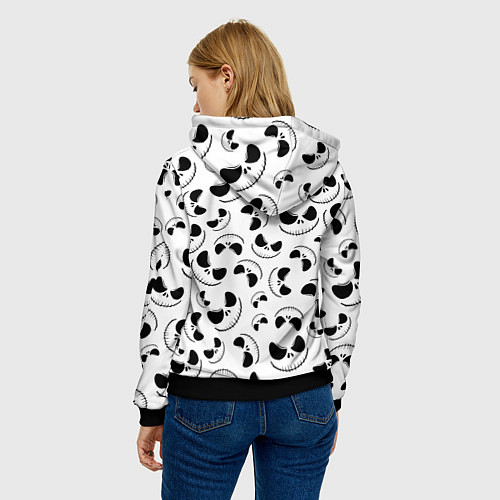 Женская толстовка Джек Скеллингтон паттерн лицо / 3D-Черный – фото 4