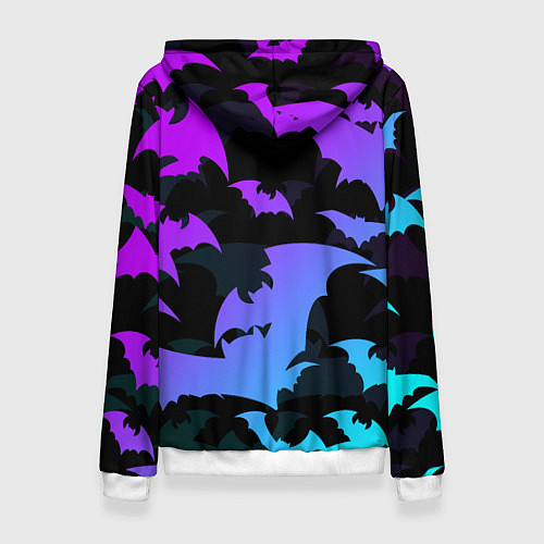 Женская толстовка ЛЕТУЧИЕ МЫШИ ХЕЛЛОУИН НЕОН HALLOWEEN NEON / 3D-Белый – фото 2