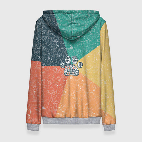 Женская толстовка Лапа на фоне АПВ 5 1 12 / 3D-Меланж – фото 2