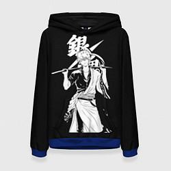 Толстовка-худи женская Гинтоки Саката держит меч Гинтама, цвет: 3D-синий