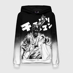 Толстовка-худи женская Человек-бензопила Chainsaw Man, цвет: 3D-белый