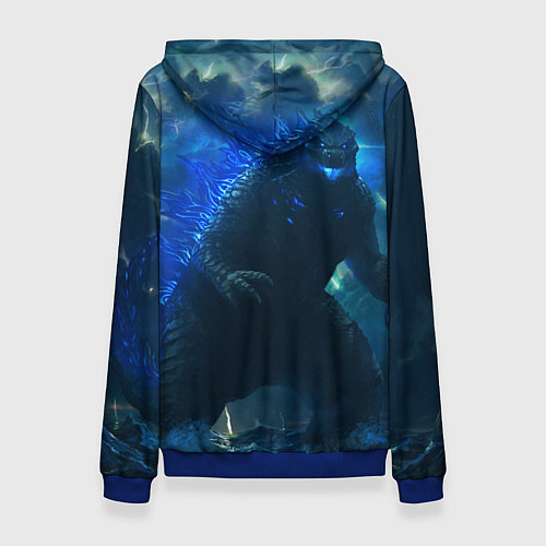 Женская толстовка ГОДЗИЛЛА В МОРЕ / 3D-Синий – фото 2