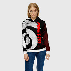 Толстовка-худи женская GARENA FREE FIRE, ЛОГО ИГРЫ ДРАКОН, цвет: 3D-белый — фото 2