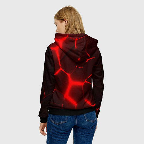 Женская толстовка ЛЕКСУС КРАСНЫЕ 3Д ПЛИТЫ / 3D-Черный – фото 4