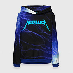 Толстовка-худи женская METALLICA BLUE FLASH МЕТАЛЛИКА СИНИЕ МОЛНИИ, цвет: 3D-синий