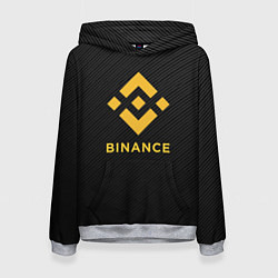 Толстовка-худи женская БИНАНС ЛОГО CARBON BINANCE LOGO, цвет: 3D-меланж