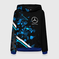 Толстовка-худи женская Mercedes AMG Осколки стекла, цвет: 3D-синий