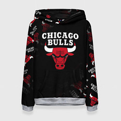 Толстовка-худи женская ЧИКАГО БУЛЛС БЫКИ CHICAGO BULLS, цвет: 3D-меланж