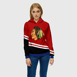 Толстовка-худи женская Chicago Blackhawks, NHL, цвет: 3D-синий — фото 2