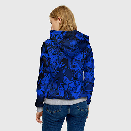 Женская толстовка SONIC BLUE PATTERN СИНИЙ ЁЖ / 3D-Меланж – фото 4