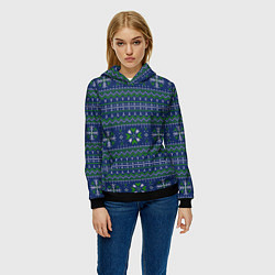 Толстовка-худи женская Узорный свитер, цвет: 3D-черный — фото 2