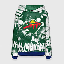 Толстовка-худи женская Minnesota Wild, Миннесота Уайлд, цвет: 3D-синий