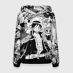 Толстовка-худи женская Ван Пис, One Piece, манга, цвет: 3D-черный