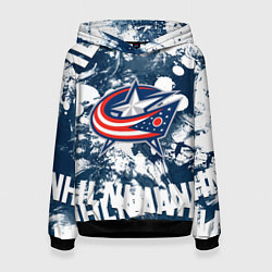 Толстовка-худи женская Коламбус Блю Джекетс, Columbus Blue Jackets, цвет: 3D-черный