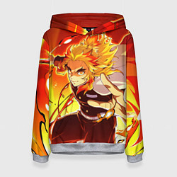 Толстовка-худи женская Ренгоку Кёджуро, Клинок рассекающий демонов, цвет: 3D-меланж