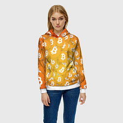 Толстовка-худи женская Биткоин текстура, цвет: 3D-белый — фото 2