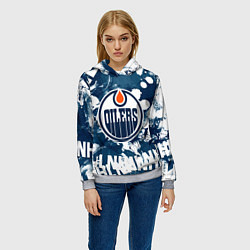 Толстовка-худи женская Эдмонтон Ойлерз Edmonton Oilers, цвет: 3D-меланж — фото 2