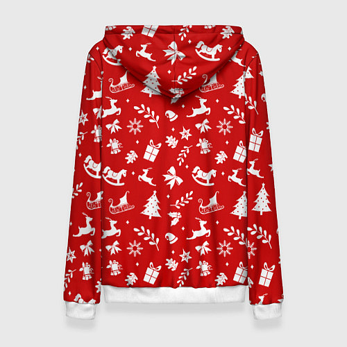 Женская толстовка НОВОГОДНИЙ УЗОР КРАСНО БЕЛЫЙ / 3D-Белый – фото 2