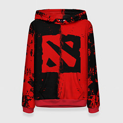 Толстовка-худи женская DOTA 2 БРЫЗГИ КРАСОК, КРАСНО ЧЁРНЫЙ ЛОГО, цвет: 3D-красный