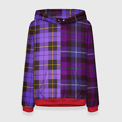 Толстовка-худи женская Purple Checkered, цвет: 3D-красный