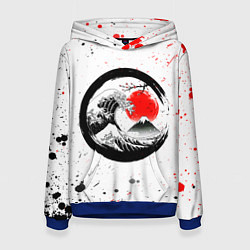 Толстовка-худи женская САКУРА, КРАСНОЕ СОЛНЦЕ ЯПОНИИ, ФУДЗИЯМА, цвет: 3D-синий