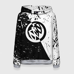 Толстовка-худи женская Buick Black and White Grunge, цвет: 3D-меланж