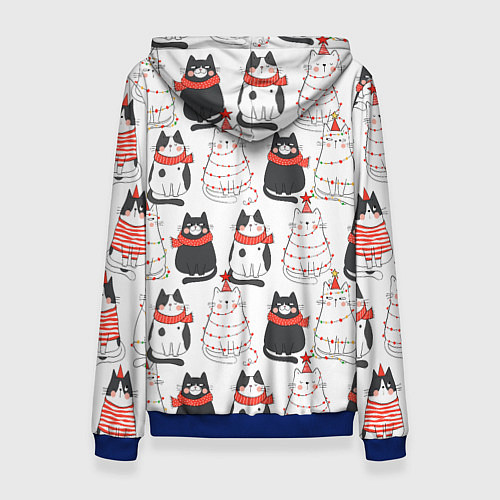 Женская толстовка НОВОГОДНИЕ КОТИКИ 2022 / 3D-Синий – фото 2