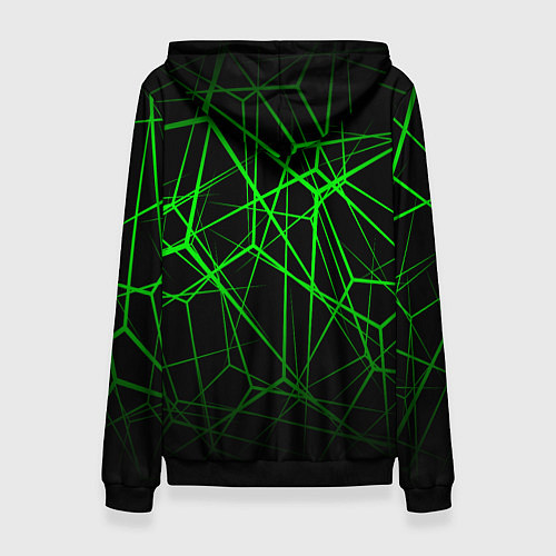 Женская толстовка ЯДОВИТЫЕ ЛИНИИ ЗЕЛЕНЫЙ ГЕОМЕТРИЯ / 3D-Черный – фото 2