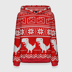 Толстовка-худи женская Вязаный принт, цвет: 3D-красный