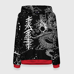 Толстовка-худи женская БЕЛЫЙ ДРАКОН ЯПОНИЯ WHITE DRAGON, цвет: 3D-красный