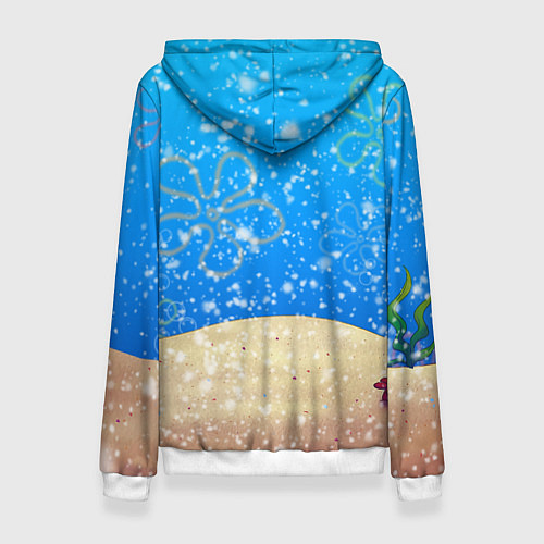 Женская толстовка НОВОГОДНИЙ ГУБКА БОБ КВАДРАТНЫЕ ШТАНЫ / 3D-Белый – фото 2