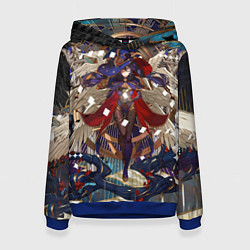 Толстовка-худи женская Мона магическая ведьма геншин, цвет: 3D-синий