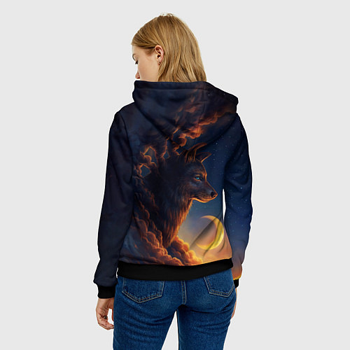 Женская толстовка Ночной Волк Night Wolf / 3D-Черный – фото 4