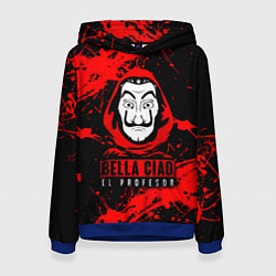 Толстовка-худи женская БУМАЖНЫЙ ДОМ LA CASA DE PAPEL BELLA CIAO, цвет: 3D-синий