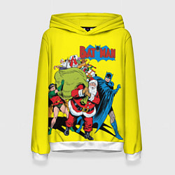 Толстовка-худи женская Batman, Robin & Santa!, цвет: 3D-белый