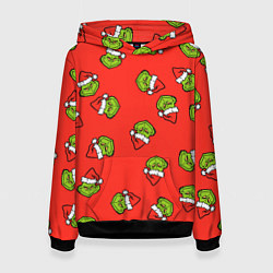 Толстовка-худи женская Гринч Похититель Рождества, цвет: 3D-черный
