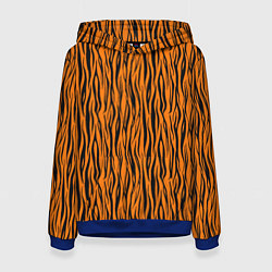 Толстовка-худи женская Тигровые Полосы, цвет: 3D-синий